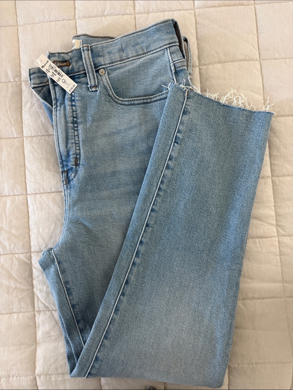 Madewell Light Blue Frayed Hem Cropped Jeans